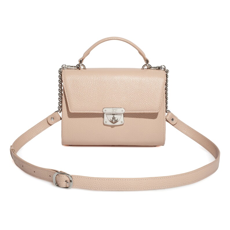 Leather Cross Body Bag Beige Leather Shoulder Bag Etsy