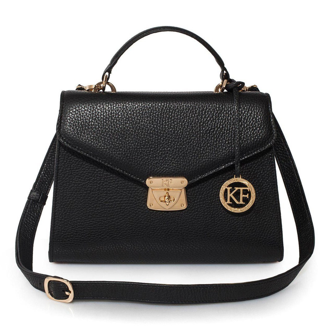 Leather Top Handle Bag, Black Leather Handbag Top Handle, Women's ...
