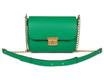 Lederen Crossbody Tas, Groene Lederen Schoudertas, Vrouwen Lederen Cross body Tas, Lederen tas KF-714