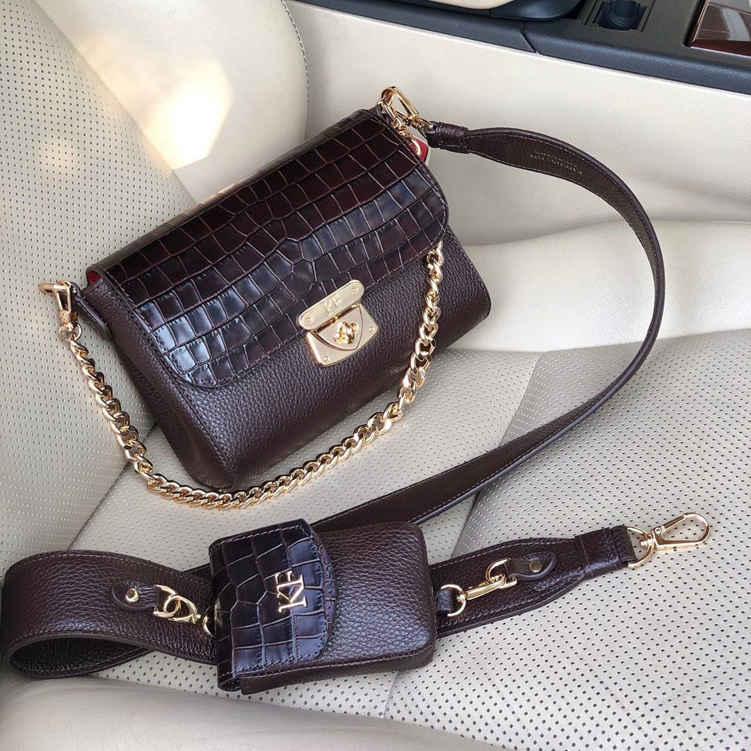 Leather Cross Body Bag Dark Brown Leather Shoulder Bag Etsy