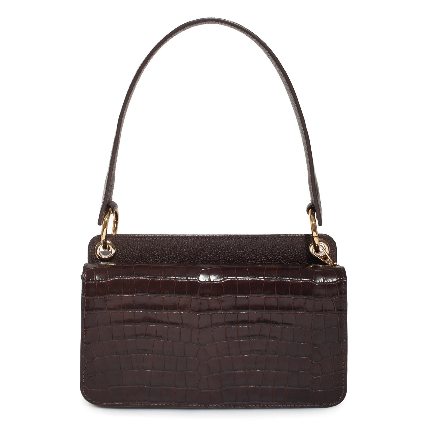 Leather Baguette Bag Dark Brown Leather Crocodile Print | Etsy