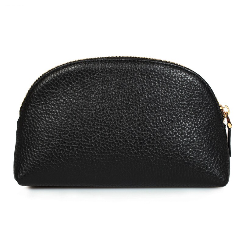 Leather Cosmetic Bag Genuine Black Leather Pouch Leather Etsy