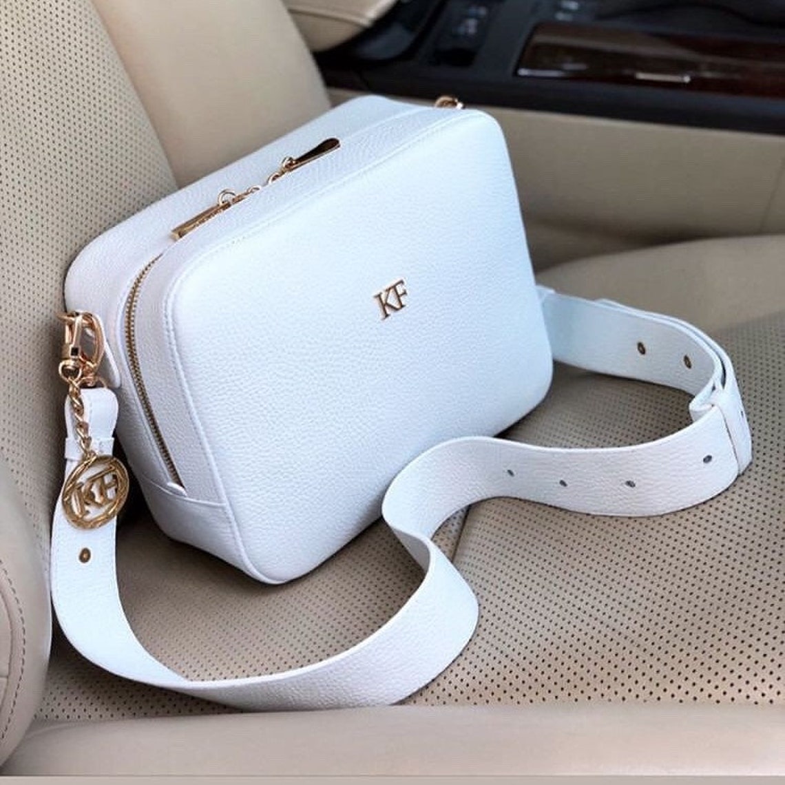 Leather Cross body Bag White Leather Shoulder Bag Etsy