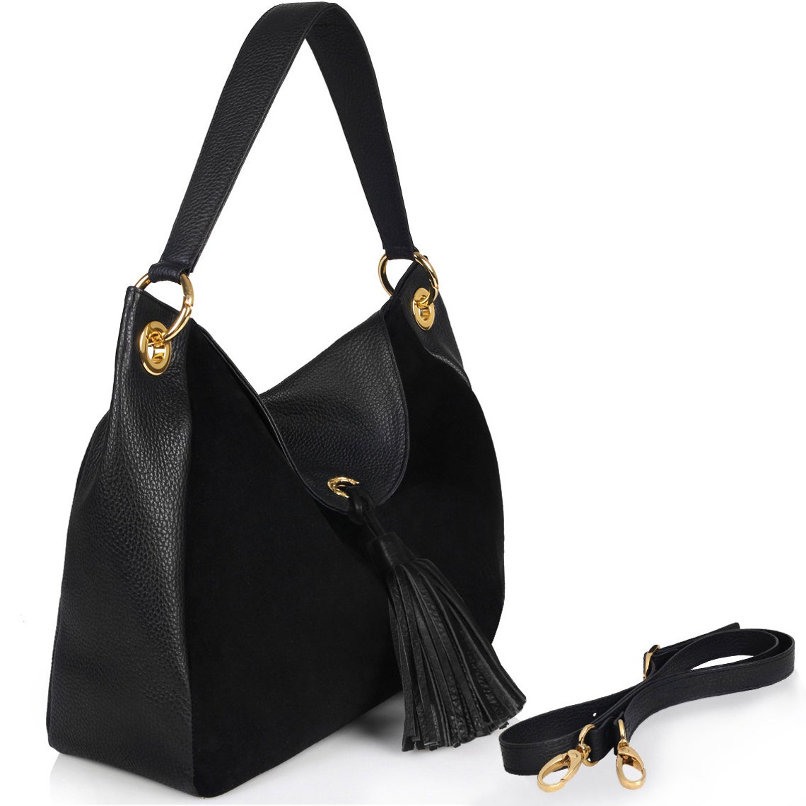 Leather Hobo Bag Black Leather Hobo Bag Women's Leather Etsy