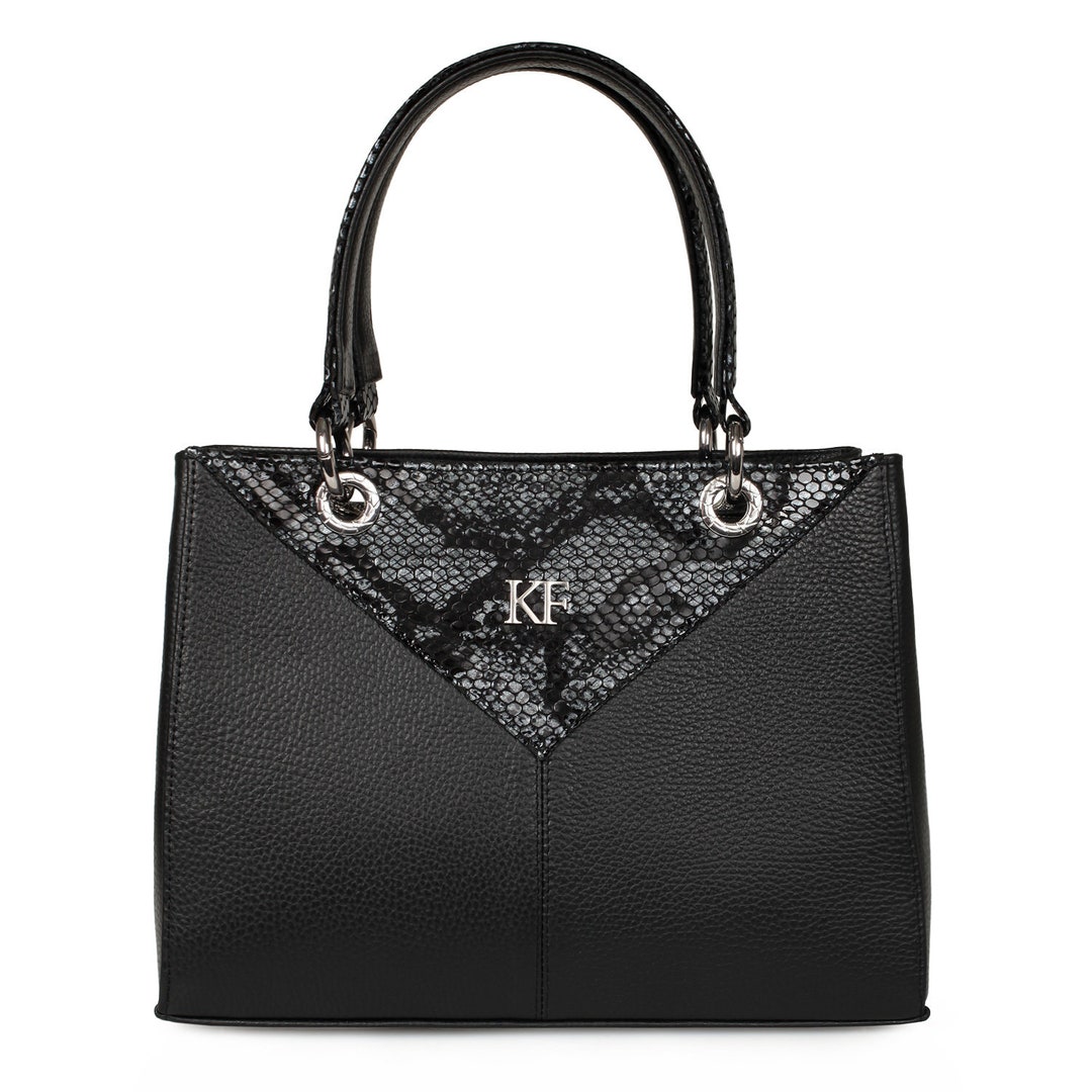 Leather Top Handle Bag Black Leather Handbag Top Handle - Etsy