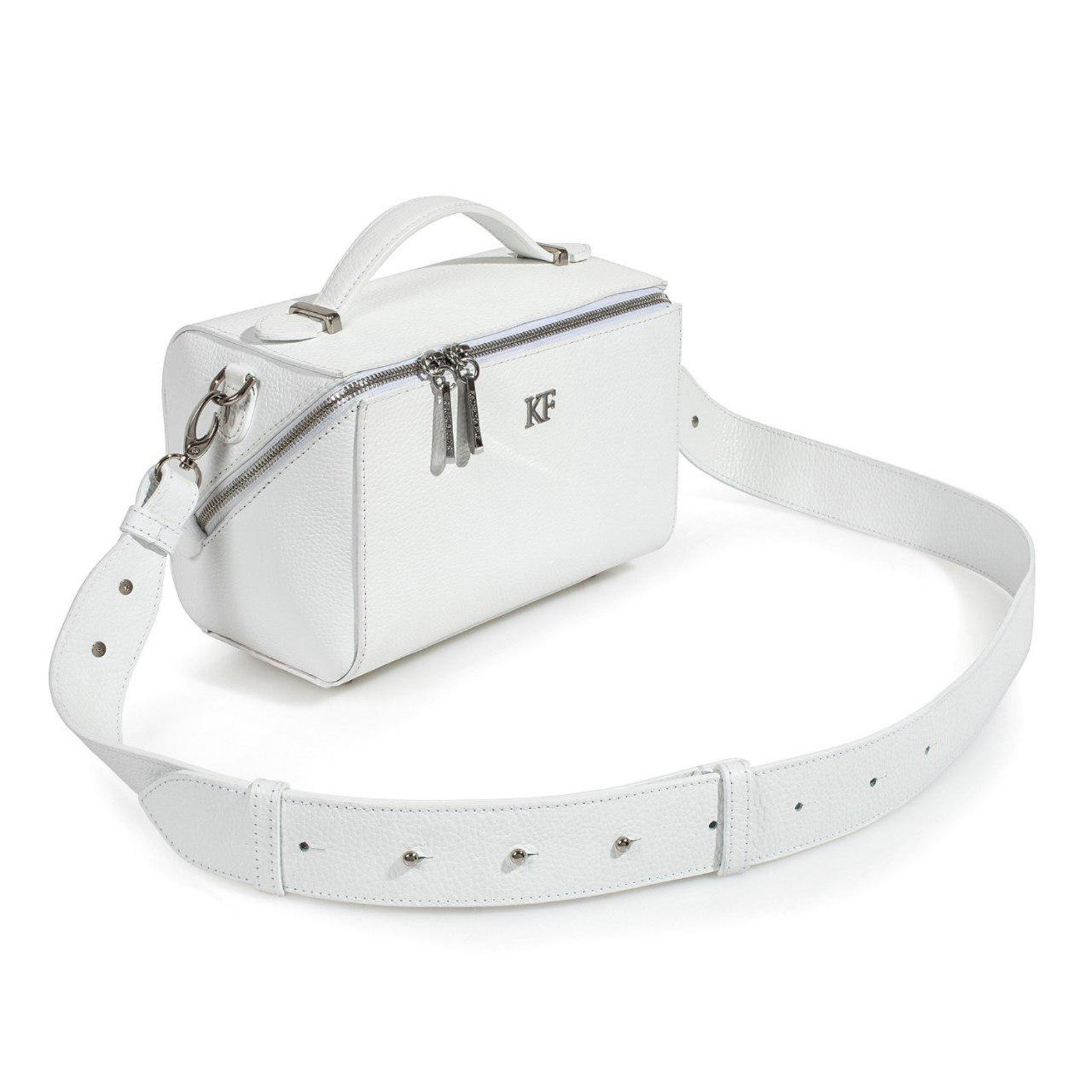 Leather Cross Body Bag White Leather Shoulder Bag Etsy