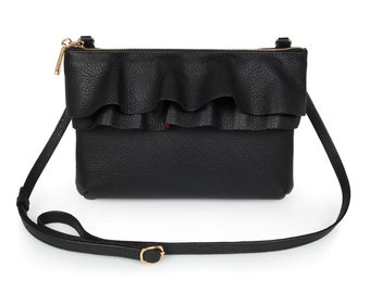 Leather Cross body Bag, Black Leather Shoulder Bag, Women's Leather Crossbody Bag, Leather bag KF-2722