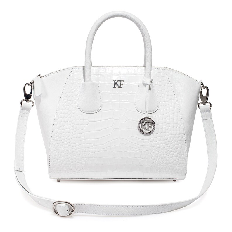 Leather Top Handle Bag White Leather Handbag Top Handle Etsy