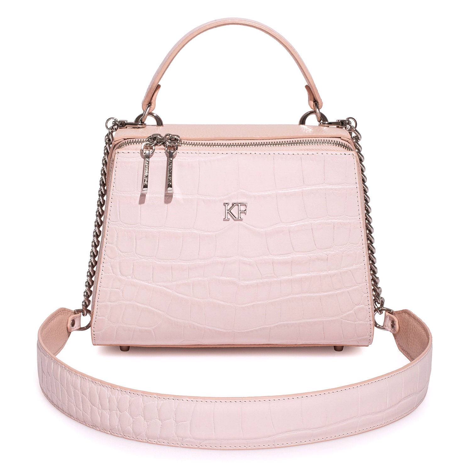 Leather Top Handle Bag Light Pink Leather Handbag Top Handle Etsy