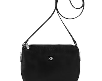 Leather Cross body Bag, Black Leather Shoulder Bag, Women's Leather Crossbody Bag, Leather bag KF-264