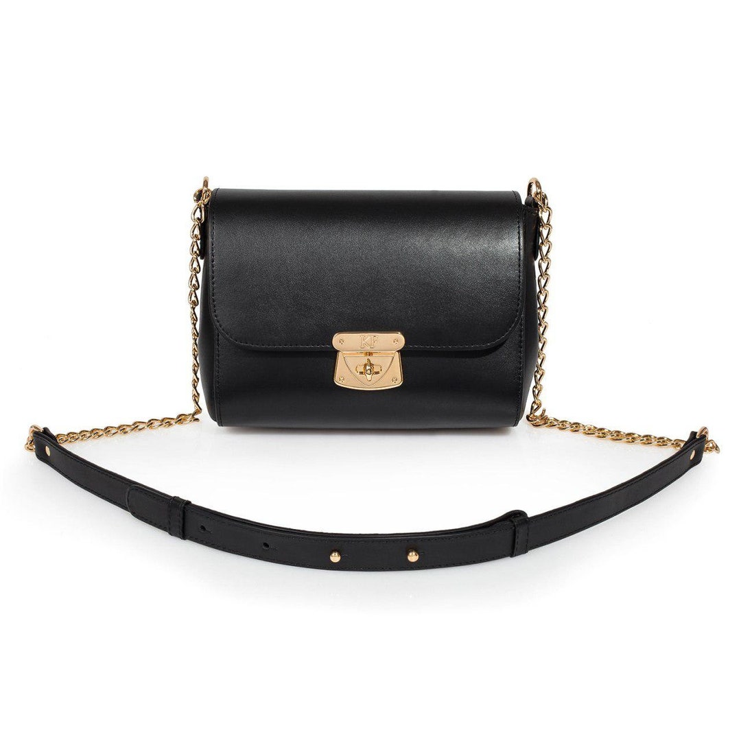 LIONEL Handbag Bag Purse Faux Leather BLACK Gold Stud Cross Body Flap  MediumNew