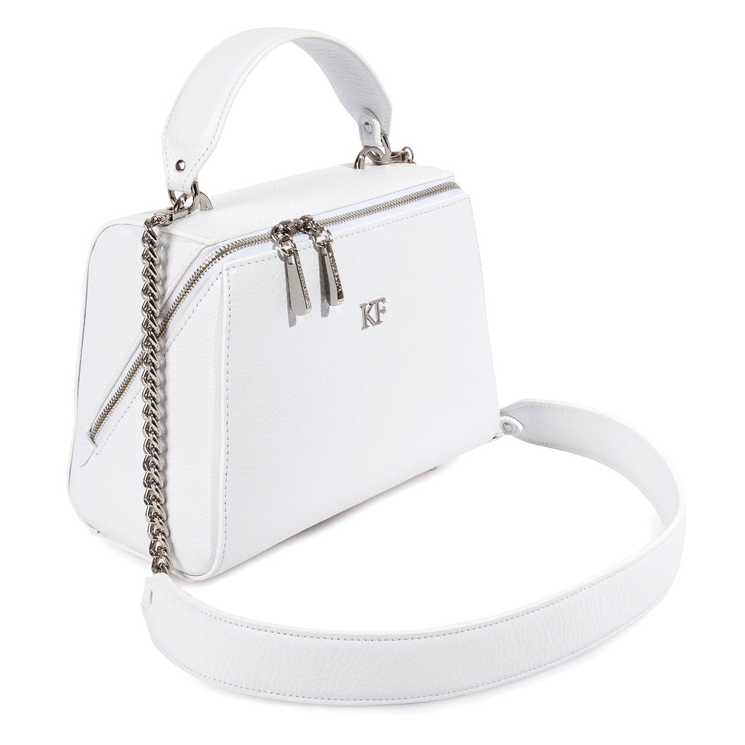 MANHATTAN 29 TOP-HANDLE IN SMOOTH WHITE CALFSKIN