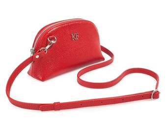 Leather Cross body Bag, Red Leather Shoulder Bag, Women's Leather Crossbody Bag, Leather bag KF-3754