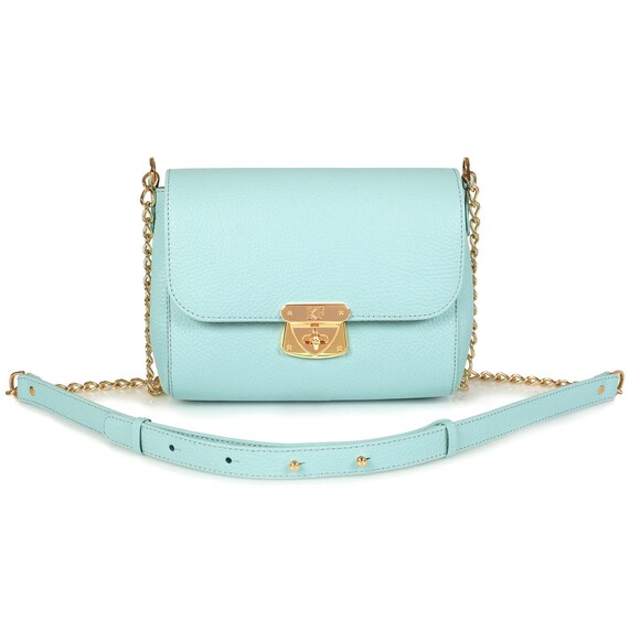 Leather Cross Body Bag Light Blue Leather Shoulder Bag Etsy