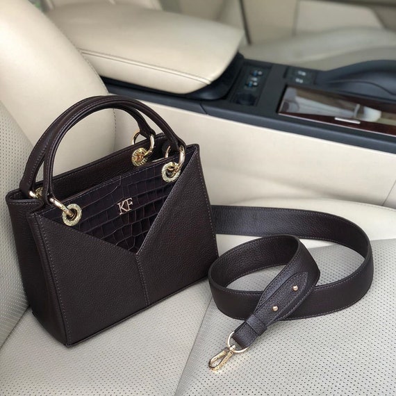 dark brown leather handbags uk
