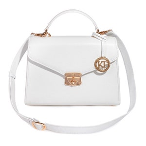 Leather Top Handle Bag, White Leather Handbag Top Handle, Women&#39;s Leather Bag KF-2996