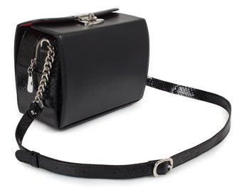 Leather Crossbody Bag, Black Leather Shoulder Bag, Women's Leather Cross body Bag, Leather bag KF-3203