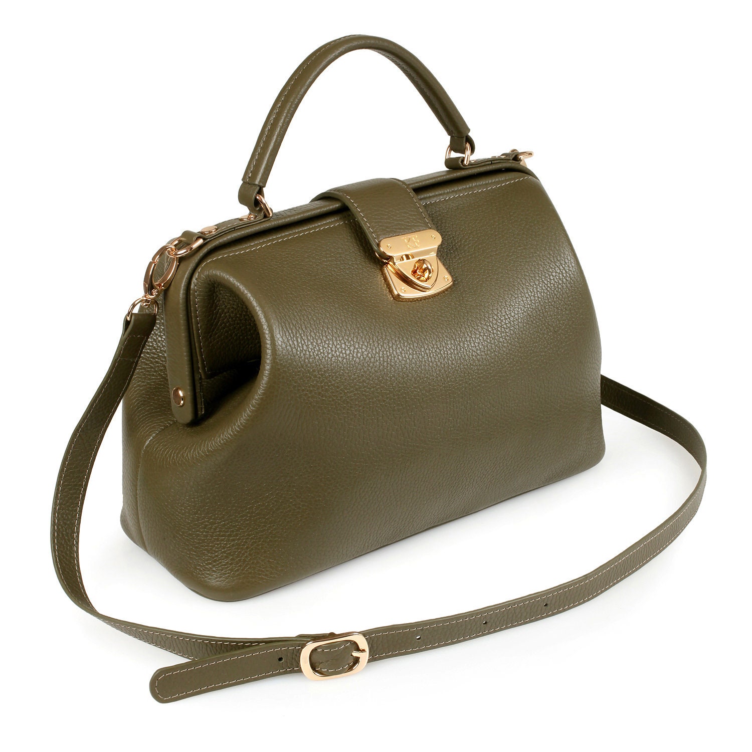 Leather doctor bag for women Olive Leather Handbag Top Etsy