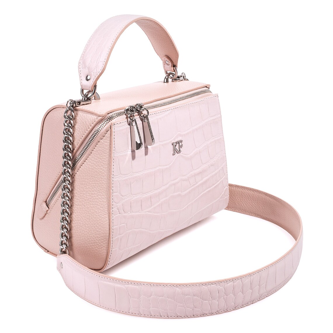 Leather Top Handle Bag Light Pink Leather Handbag Top Handle Etsy