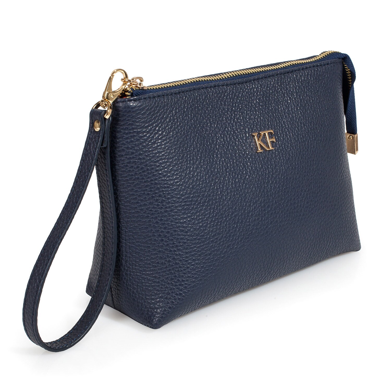 Leather Cosmetic Bag Genuine Blue Leather Pouch Leather Etsy