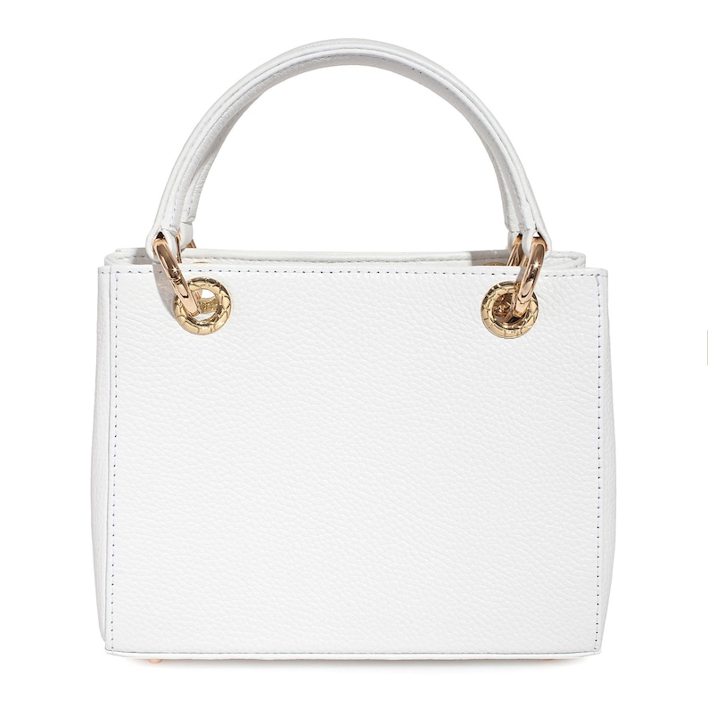 Leather Top Handle Bag White Leather Handbag Top Handle Etsy
