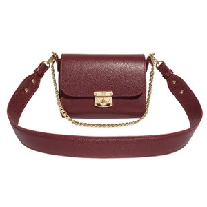 Leder Umhängetasche, Burgund Leder Umhängetasche, Damen Leder Crossbody Bag, Ledertasche KF-3071