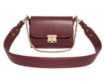 Leather Crossbody Bag, Marsala Leather Shoulder Bag, Women's Leather Cross body Bag, Leather bag KF-3071