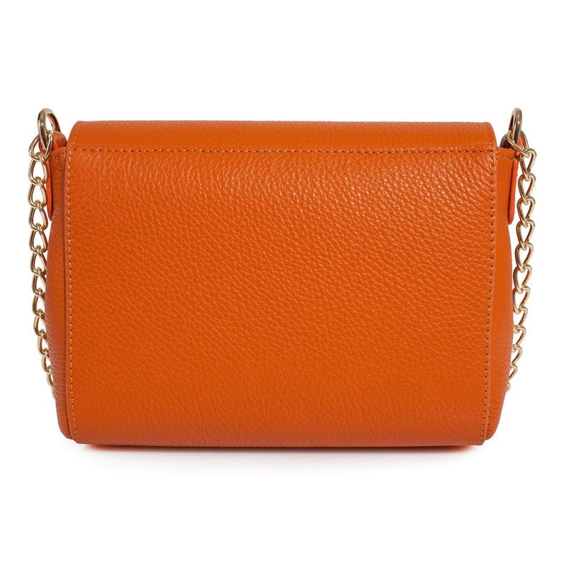 Leather Cross Body Bag Orange Leather Shoulder Bag Etsy