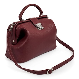 Leder Arzttasche für Frauen, Burgund Leder Handtasche Top Griff, Damen Leder Arzttasche, KF-1442