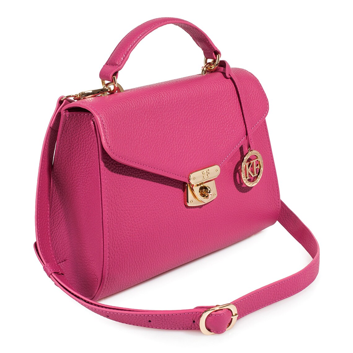 Leather Top Handle Bag Fuchsia Leather Handbag Top Handle Etsy