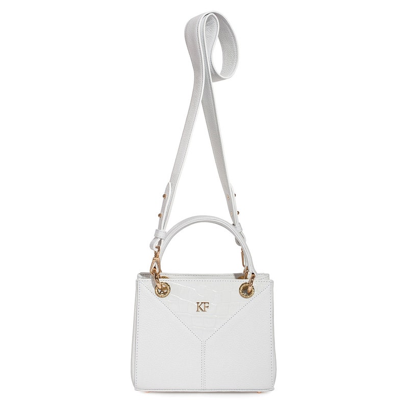 Leather Top Handle Bag White Leather Handbag Top Handle Etsy