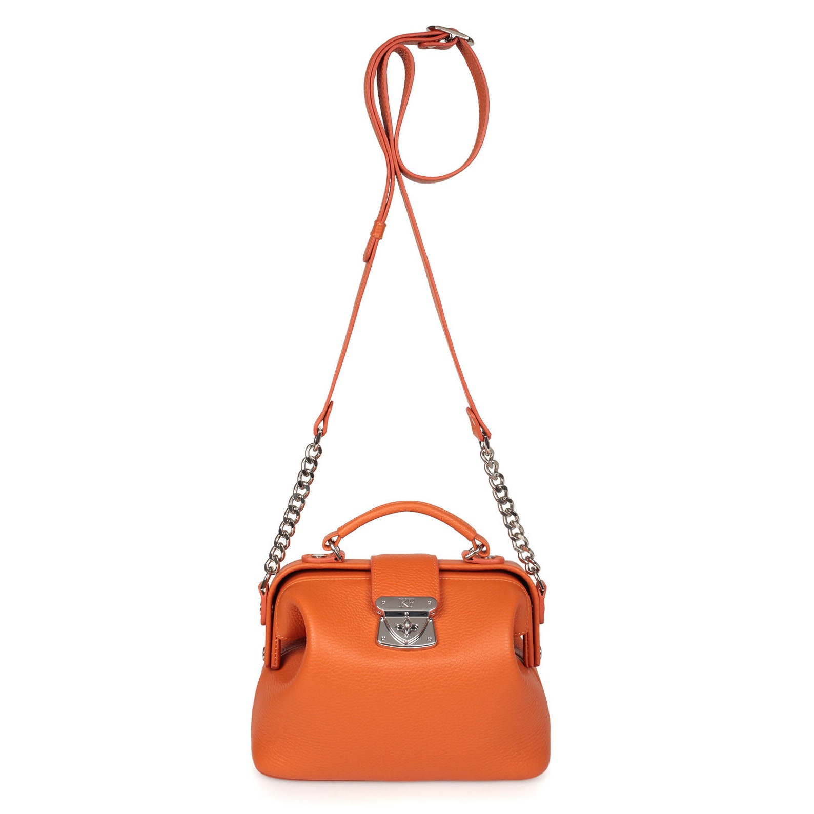 Leather Doctor Bag for Women Orange Leather Shoulder Bag Etsy