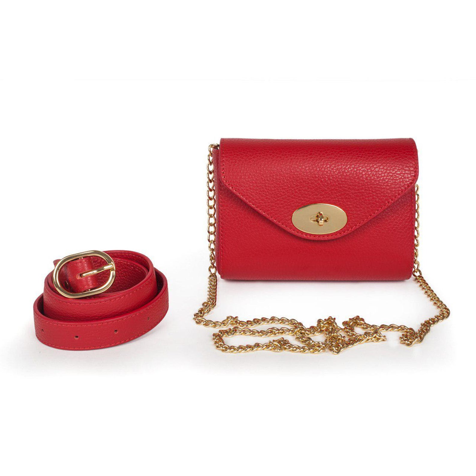 Leather women's belt bag Red Leather belt Bag Etsy