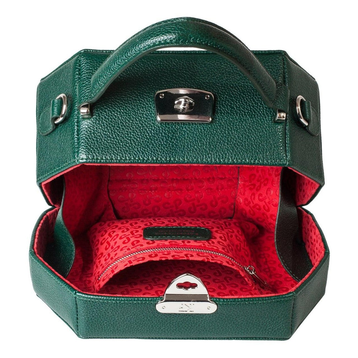 Leather Boxbag Dark green Leather Box Bag Women's Etsy