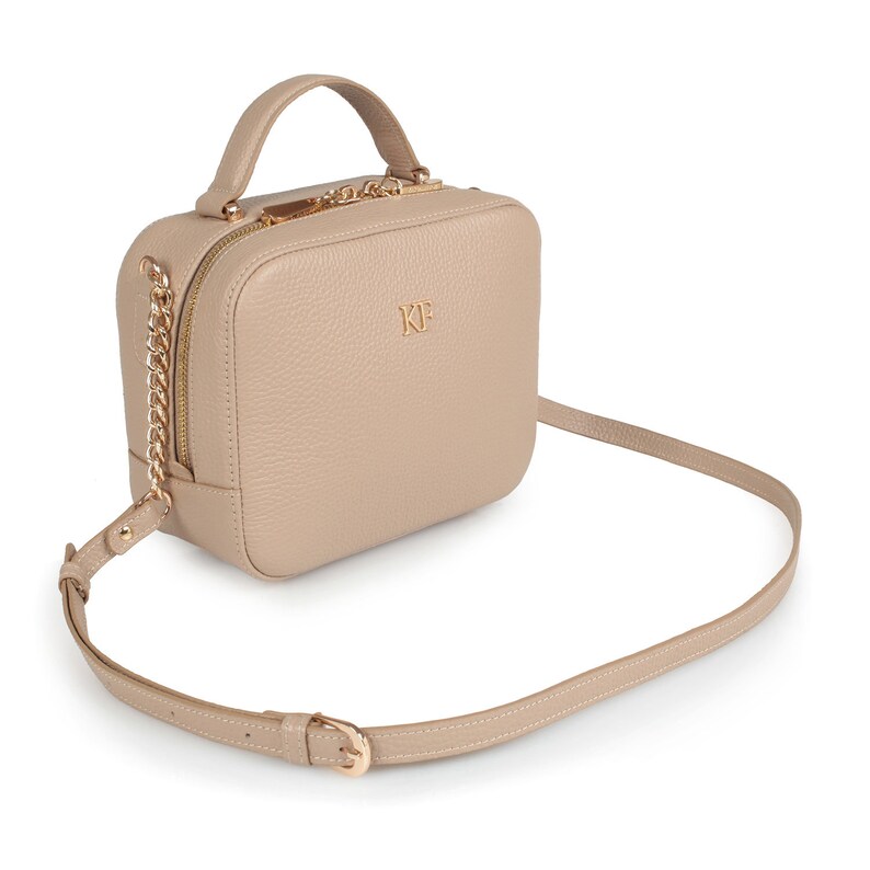 Leather bag KF-2781 Beige Leather Shoulder Bag Women/'s Leather Crossbody Bag Leather Cross body Bag