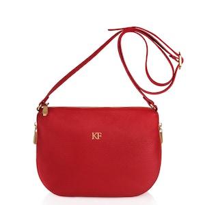 Leather Cross body Bag, Red Leather Shoulder Bag, Women&#39;s Leather Crossbody Bag, Leather bag KF-265
