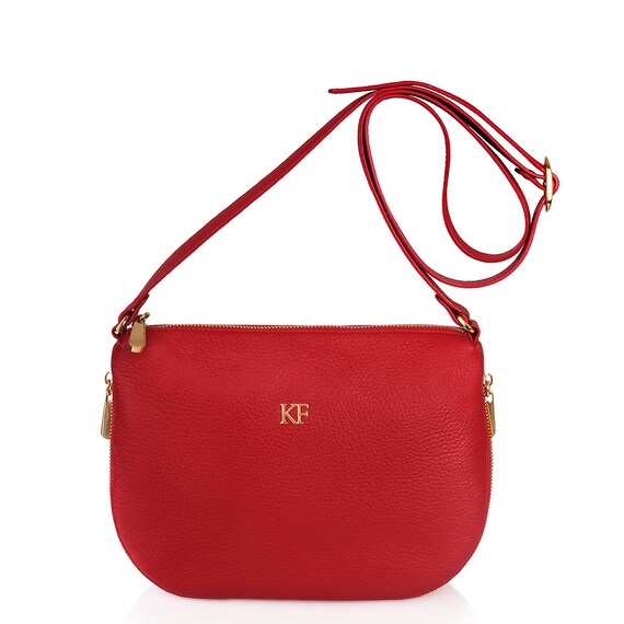 Leather Cross Body Bag Red Leather Shoulder Bag Women's Etsy
