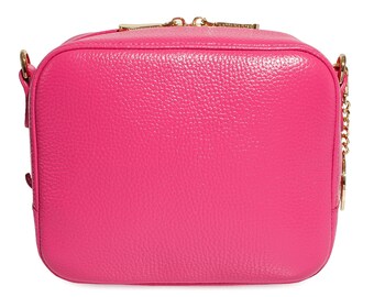 Leather Cross Body Bag, Pink Leather Shoulder Bag, Women's