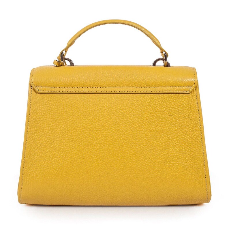 Leather Top Handle Bag Yellow Leather Handbag Top Handle Etsy
