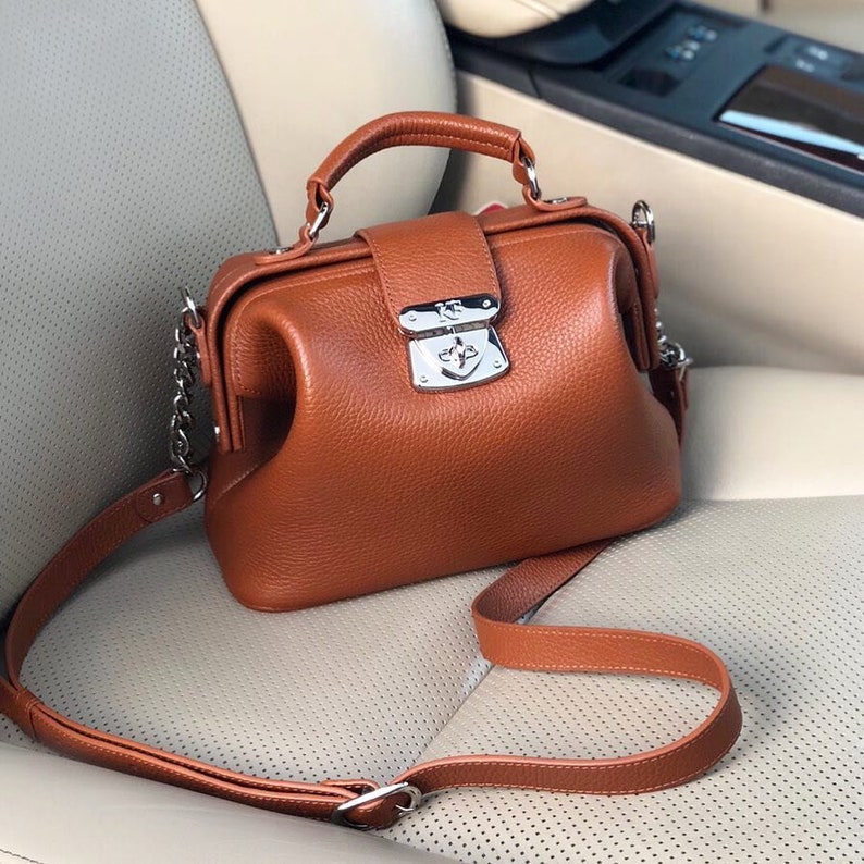 Leather Doctor Bag for Women Ginger Leather Shoulder Bag Etsy