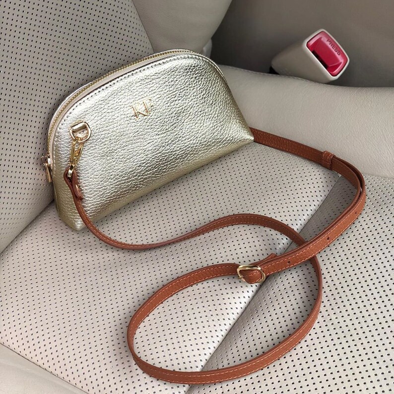 Leather Cross Body Bag Gold Leather Shoulder Bag Women's Etsy