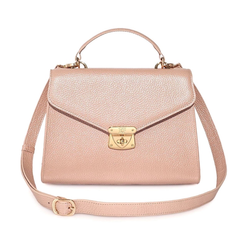 Leather Top Handle Bag Beige pearl Leather Handbag Top Etsy