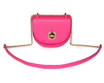 Leather Cross body Bag, Fuchsia Leather Shoulder Bag, Women's Leather Crossbody Bag, Leather bag KF-2556