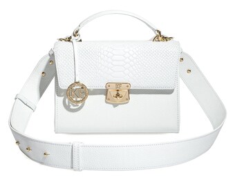 Leather Cross body Bag, White Leather Shoulder Bag, Women&#39;s Leather Crossbody Bag, Leather bag KF-5031