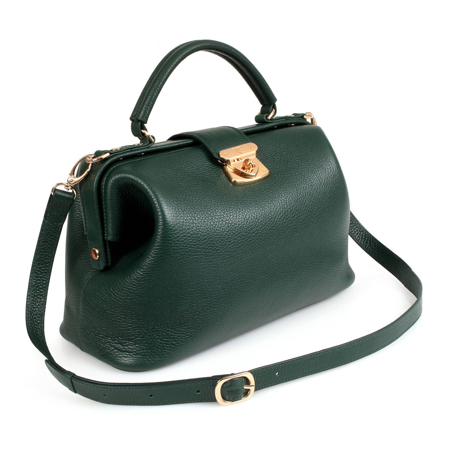Leather Top Handle Bag Dark green Leather Handbag Top Handle Etsy