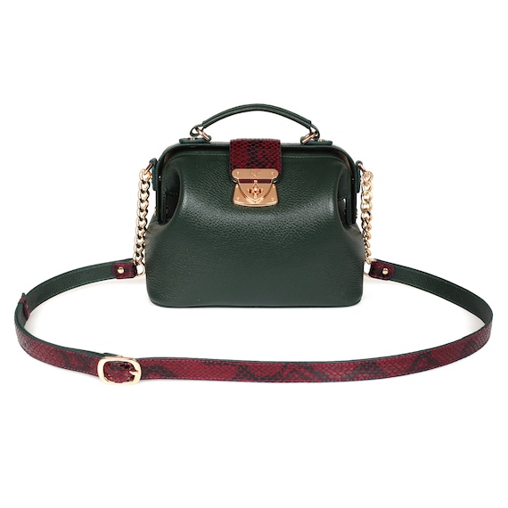 Leather Crossbody Bag Dark Green 