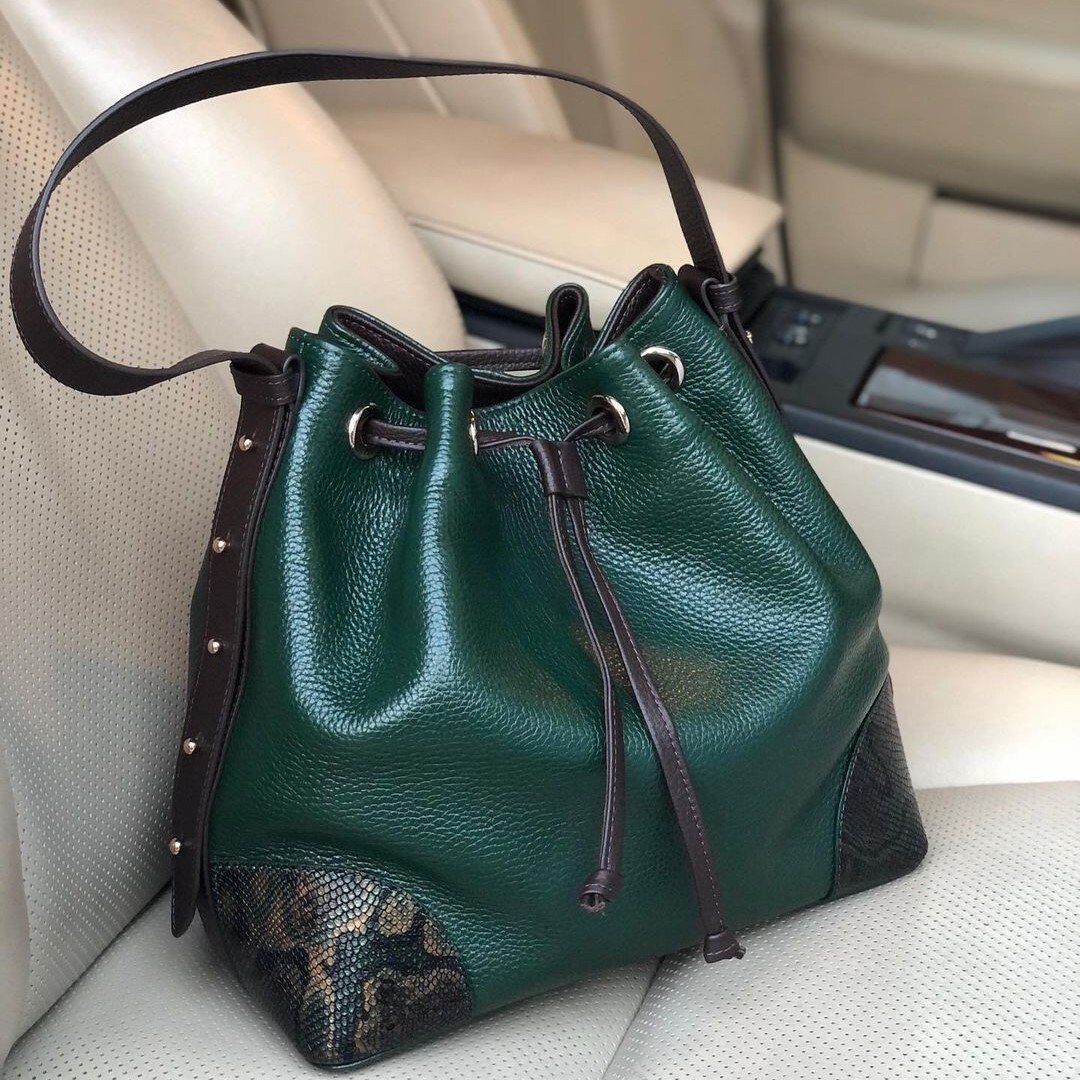 Leather Cross body Bag Dark Green Leather Shoulder Bag Etsy