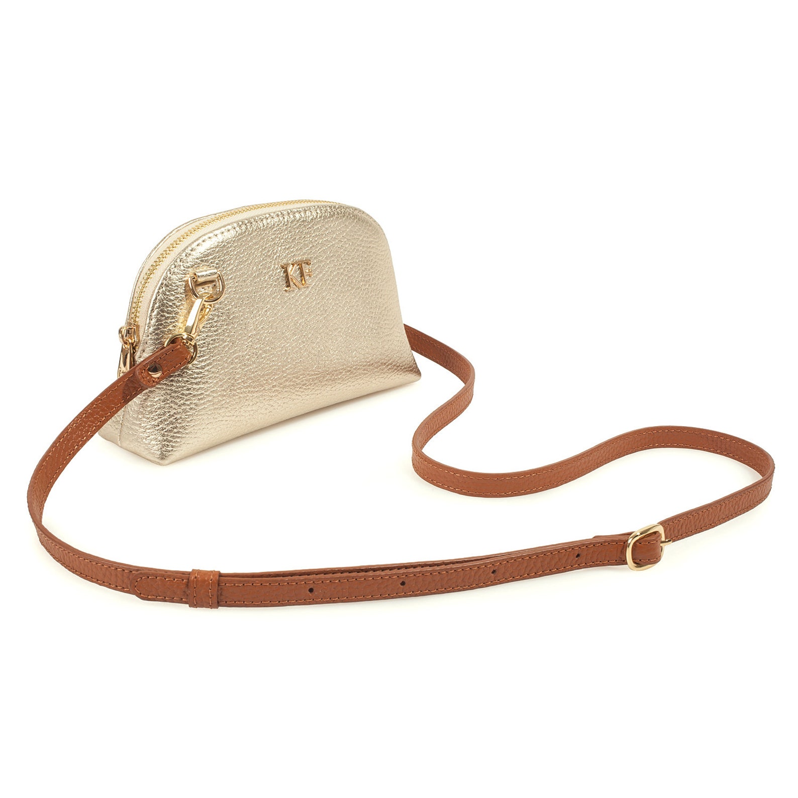 Leather Cross Body Bag Gold Leather Shoulder Bag Women's Etsy