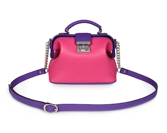 Fuchsia Leather Doctor Bag: Women's Shoulder Bag, Katerina Fox
