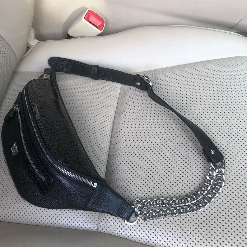 Leather Women's Banana Bag Black Leather Banana Bag Etsy